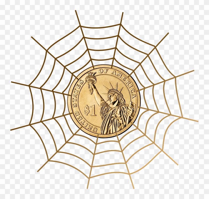 Dollar, Currency, Money, Cobweb, Network, Us-dollar - Spider Web Tattoo Png Clipart #763578