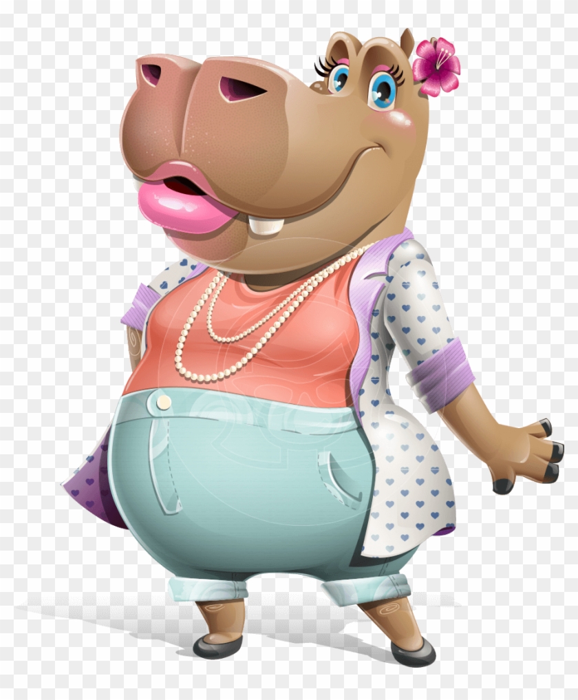 Female Hippo Cartoon Character - Cartoon Clipart #764409