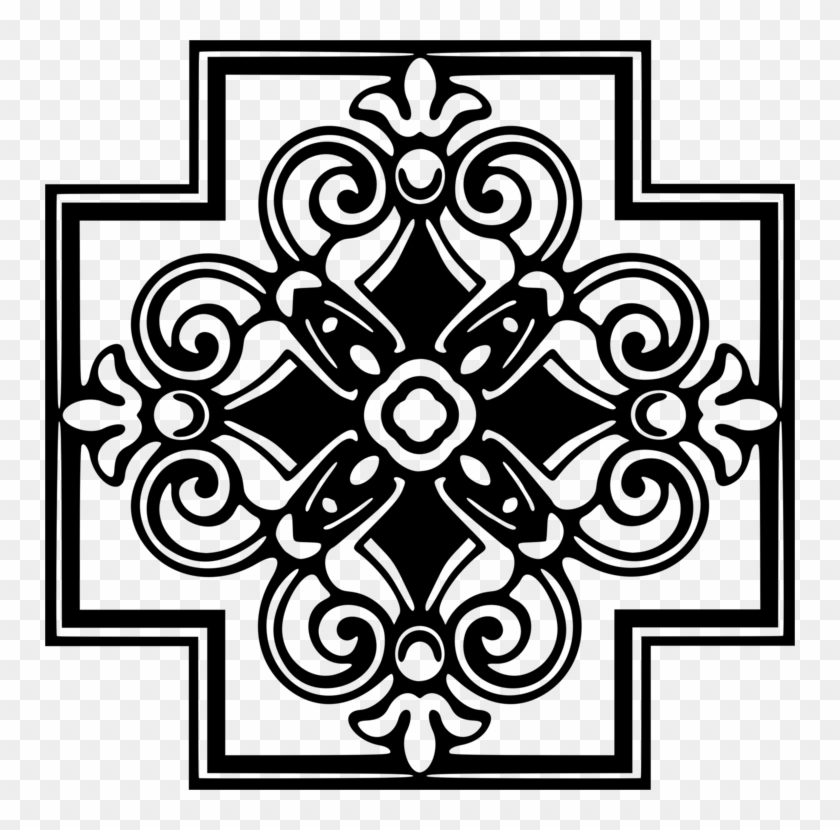 Ornament Stencil Symmetry Flower Vine - Octagon Design Clipart
