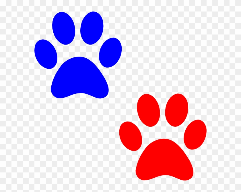 Cat Paw Png Navy Blue - Red And Blue Paw Prints Clipart #766868