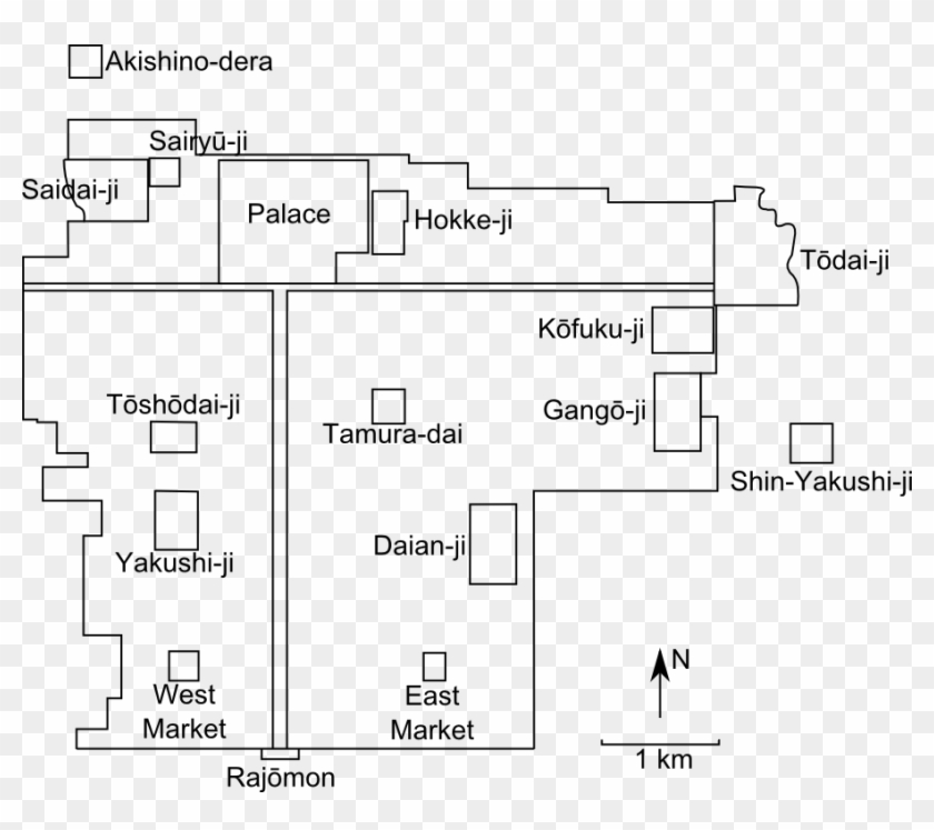 Map Of Major Buildings - Heijō Kyō Clipart