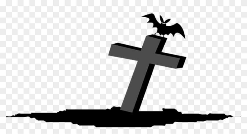 Free Png Download Halloween Bat On Cross Png Images - Halloween Cross Clipart #767978