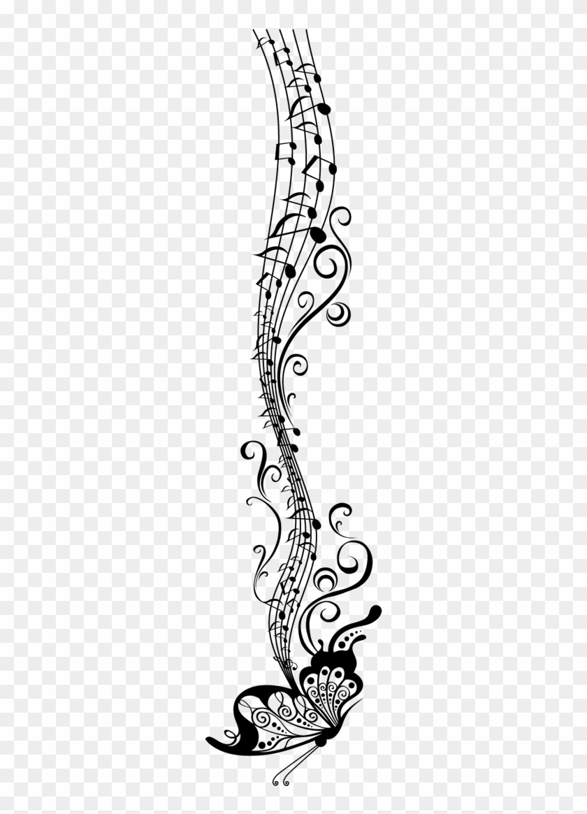 Vinilo Decorativo Mariposa Musical - Line Art Clipart