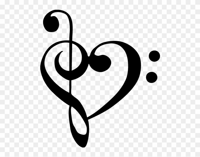 Nota Musical Corazon Vinilos Decorativos Pared - Treble Bass Clef Heart Clipart #768959