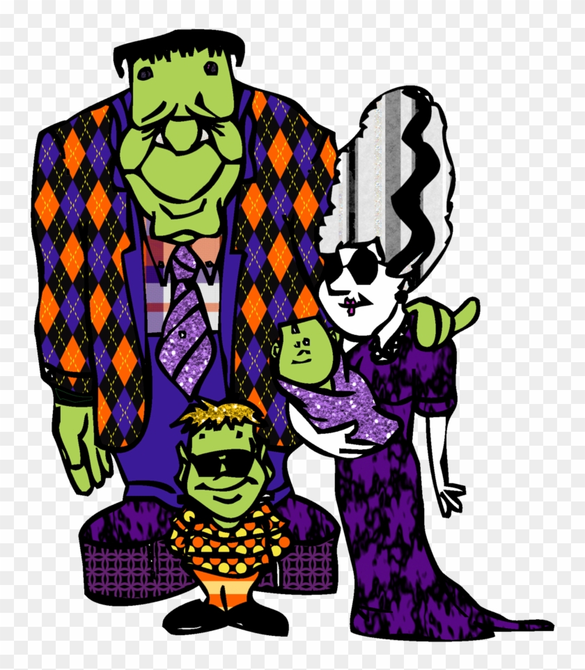 Frankenstein Dibujo De La Familia Kid Clipart - Halloween Family Clip Art - Png Download #770473