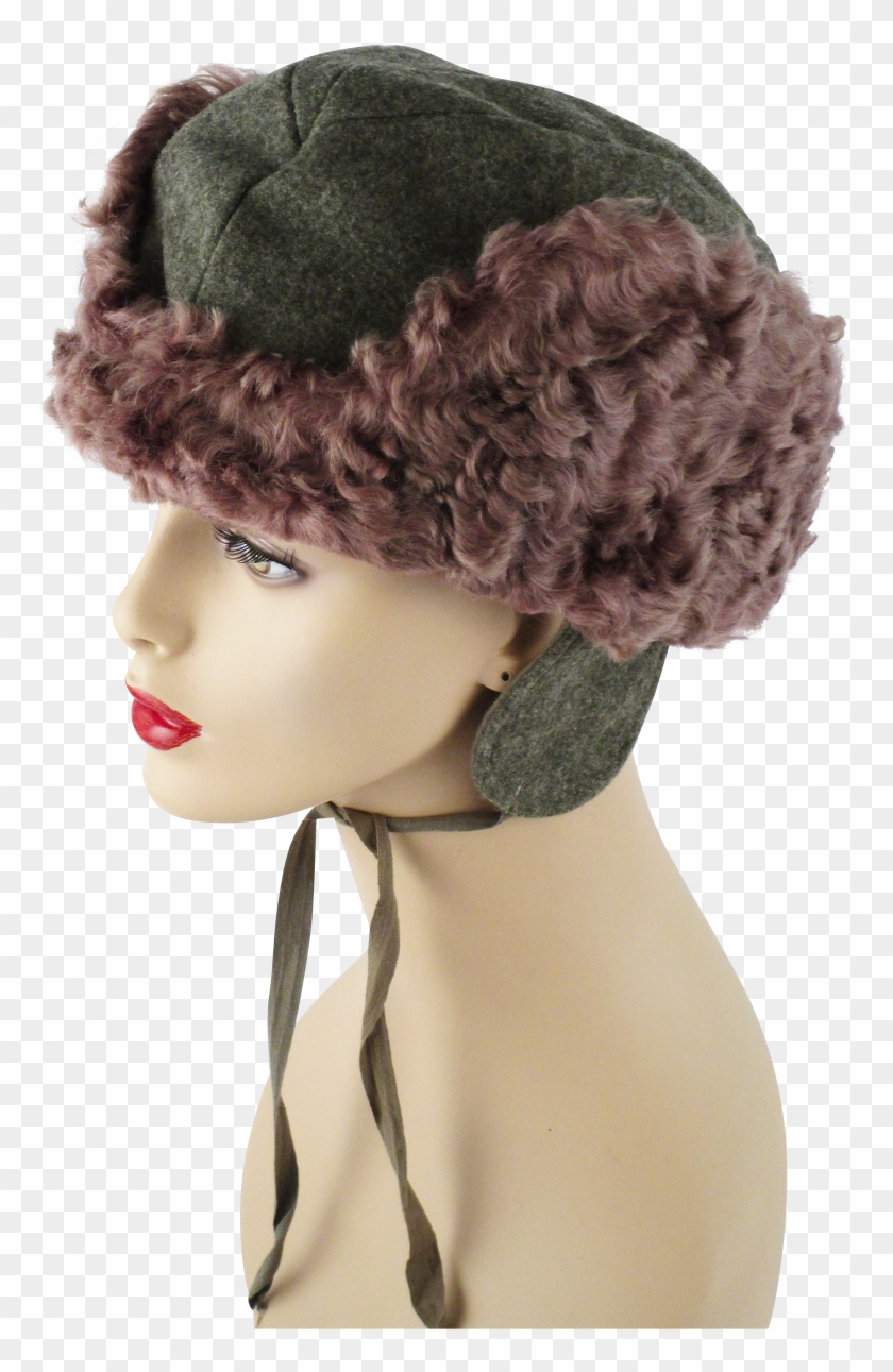 Russian Style Cossack Curly Lamb And Grey Wool Hat - Knit Cap Clipart #770730