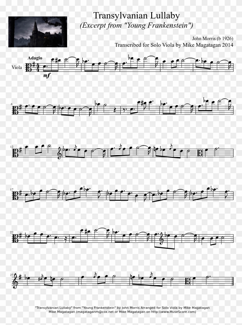 Transylvanian Lullaby For Viola - Sheet Music Clipart #771798