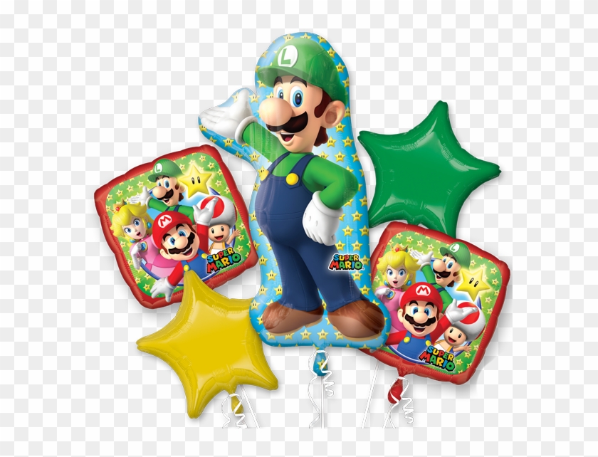 Luigi Balloon Bouquet - Super Mario Ballonnen Clipart