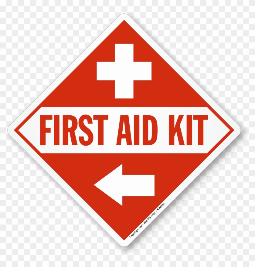 First Aid Kit Sign With Left Arrow - Free Sign First Aid Transparent Clipart