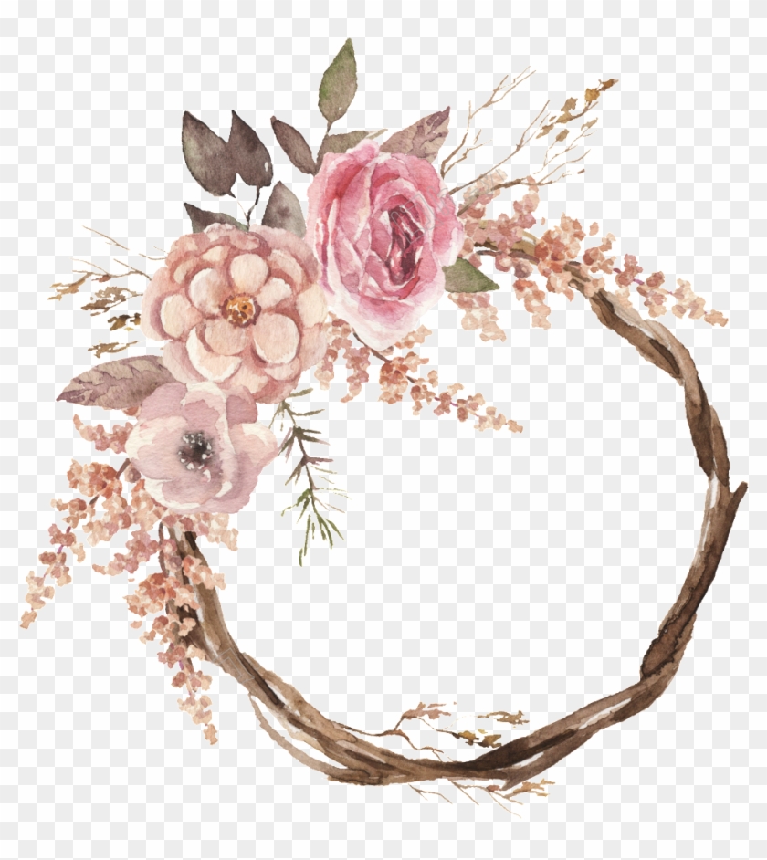 Download 1024 X 1024 4 - Watercolour Flower Wreaths Boho Clipart Png
