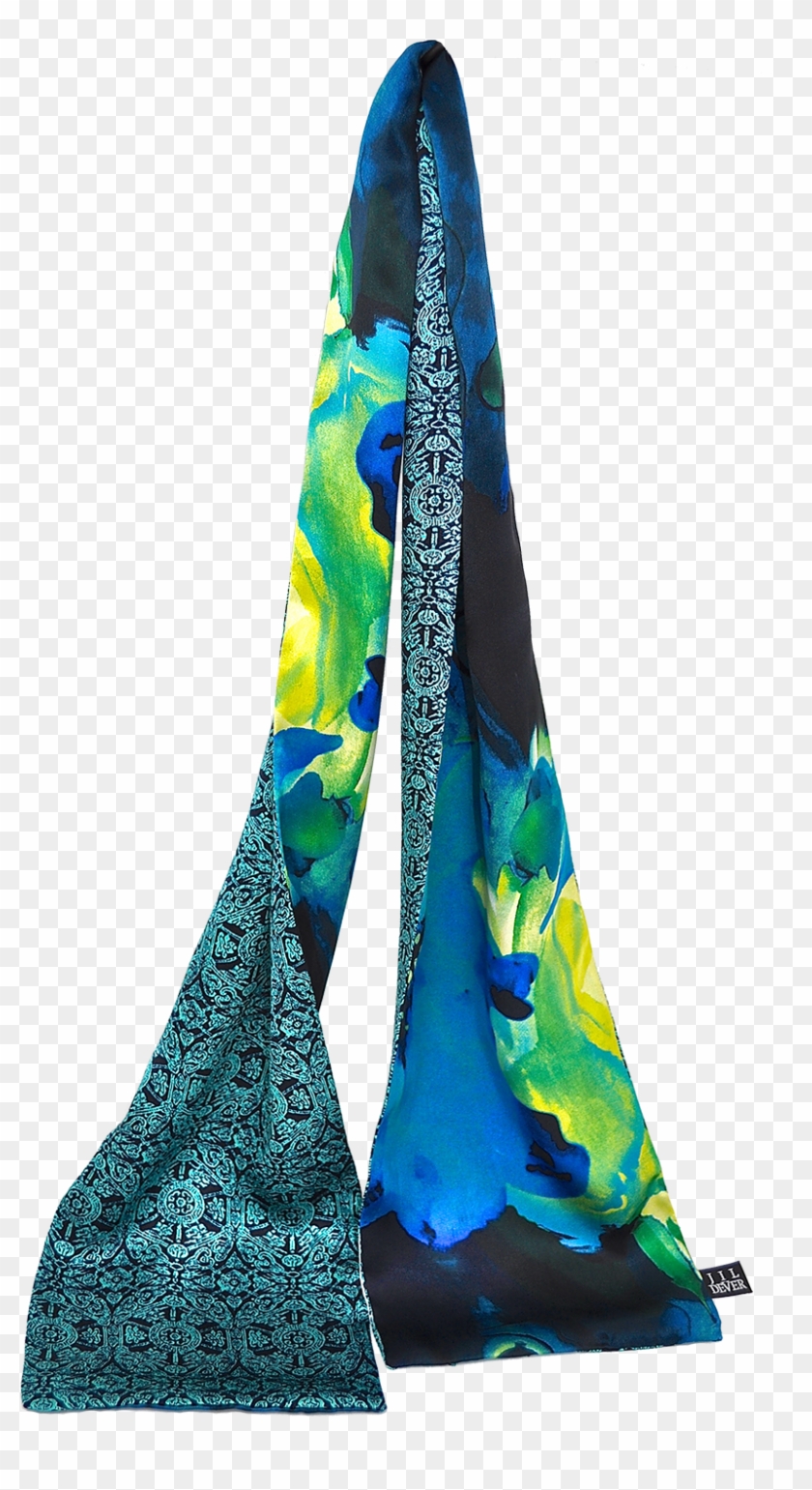 Pearl Silk Scarf In Blue Watercolor Floral And Teal - Silk Clipart #776611