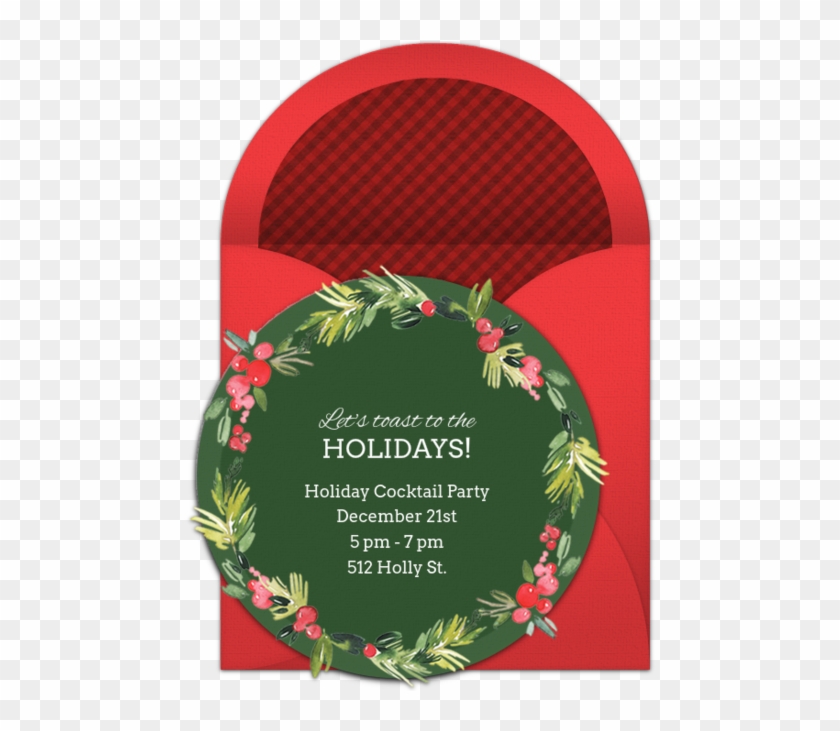 Watercolor Wreath Online Invitation - Christmas Decoration Clipart #777754