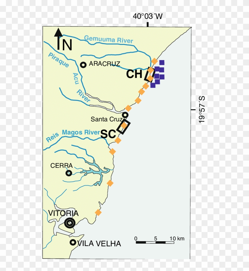 Map Showing The Locations Of Sampling Points And Areas - Atlas Clipart #777797