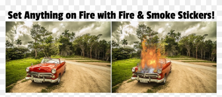 Car On Fire Effect - Old Car Background Clipart