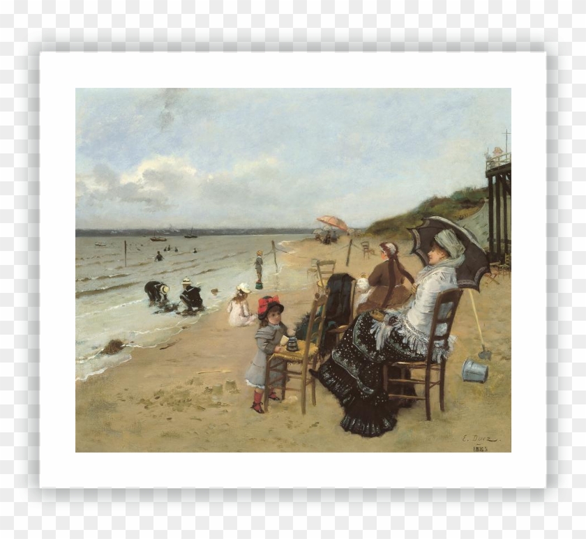 Mother And Daughter On The Beach - Ernest Ange Duez Clipart