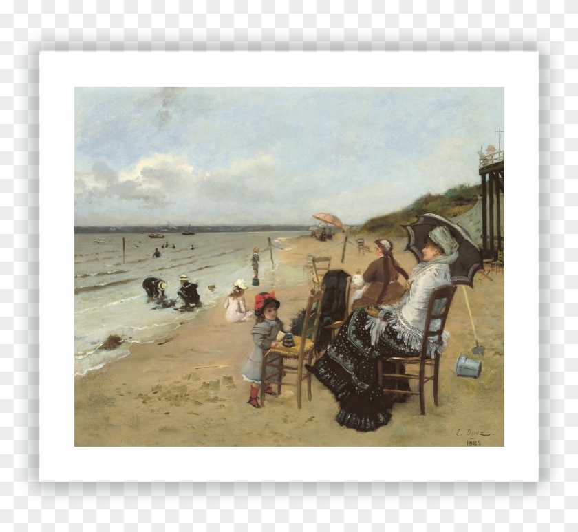 Mother And Daughter On The Beach - Ernest Ange Duez Clipart #778944