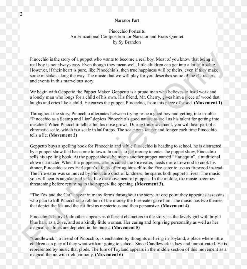 Pinocchio Portraits For Brass Quintet Thumbnail - Need And Importance Of Not For Profit Concern Clipart #779067