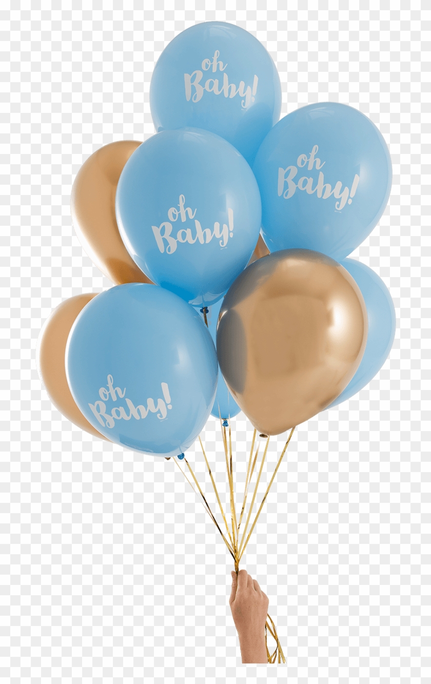Oh Baby Blue & Gold Party Balloons - Blue And Gold Balloons Clipart