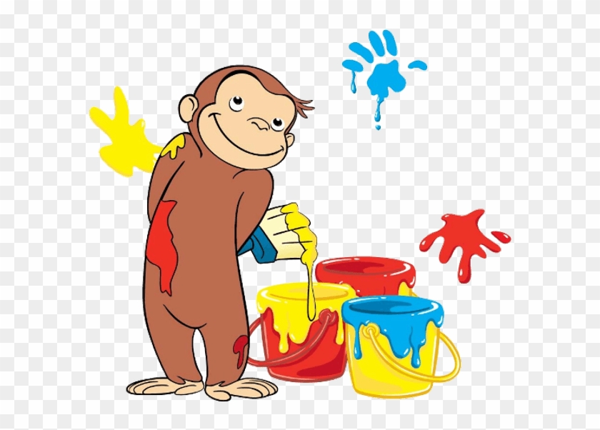Curious George Clipart - Curious George With Paint - Png Download