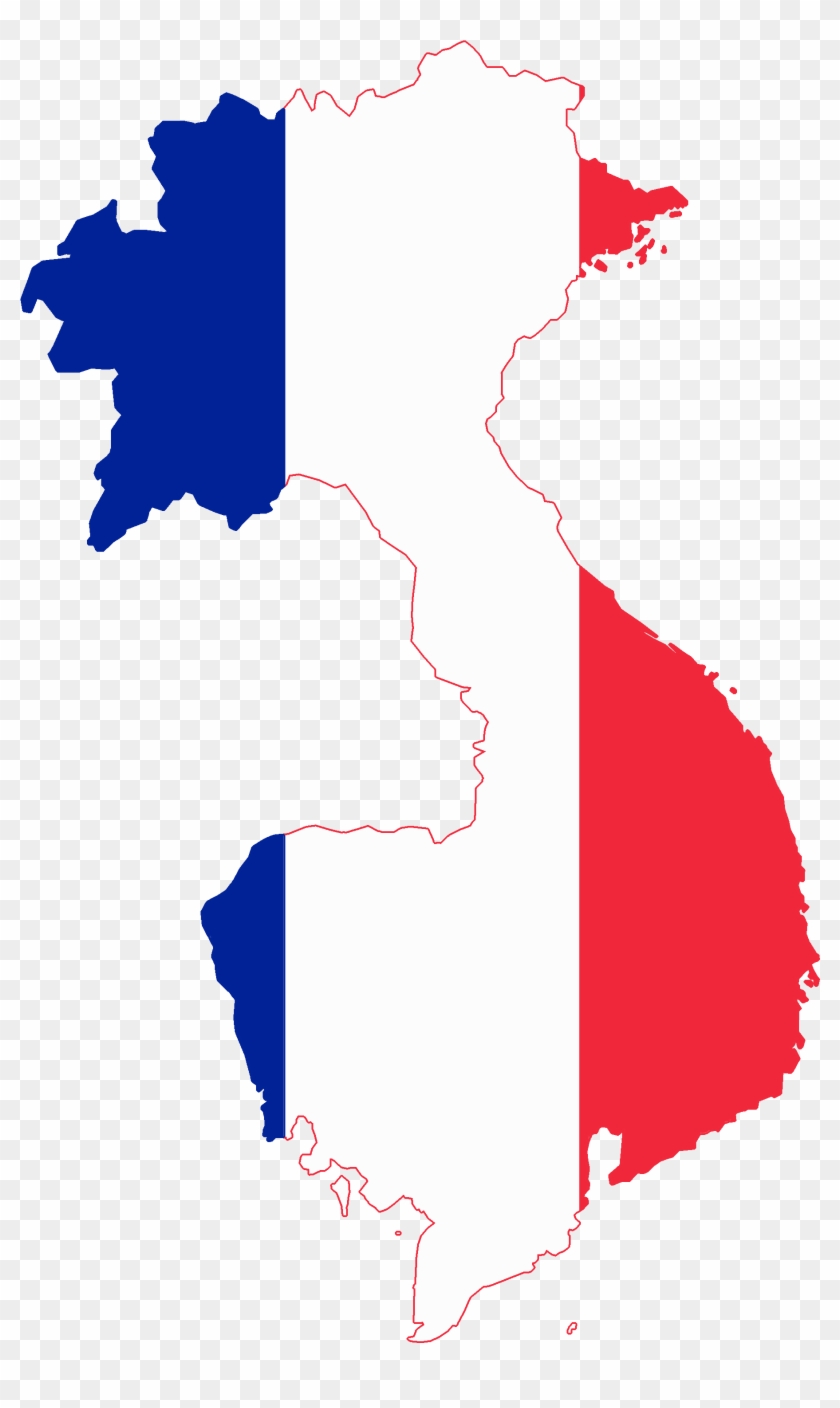 Flag Map Of French Indochina 1887-1954 - French Indochina Flag Map Clipart