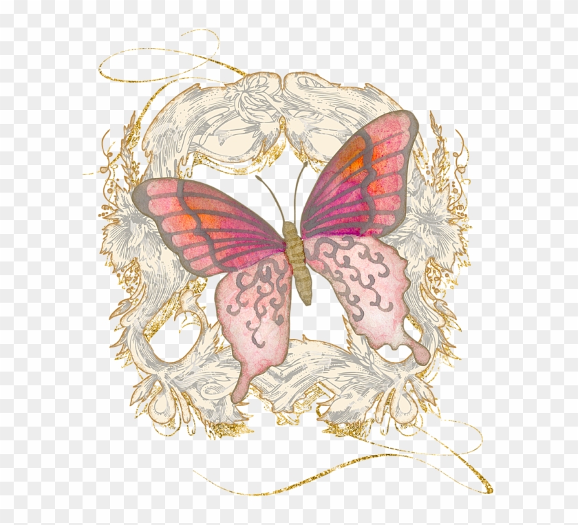 Bleed Area May Not Be Visible - Pink Vintage Butterfly Png Clipart #785822
