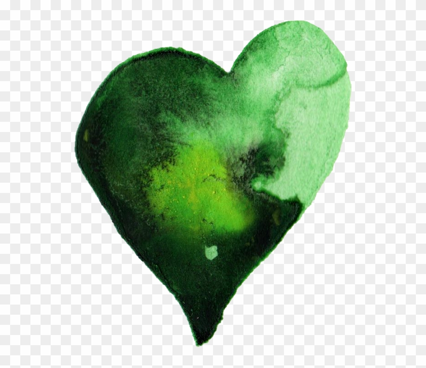 Free Download - Green Heart Water Color Png Clipart