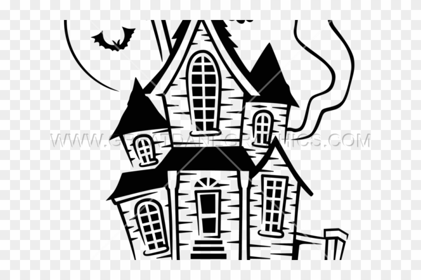 Drawn Haunted House Easy - Drawing Of A Haunted House Clipart