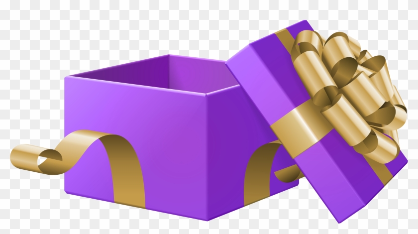 Open Gift Box Purple Transparent Clip Art Image Gallery - Christmas Gift Box Open - Png Download