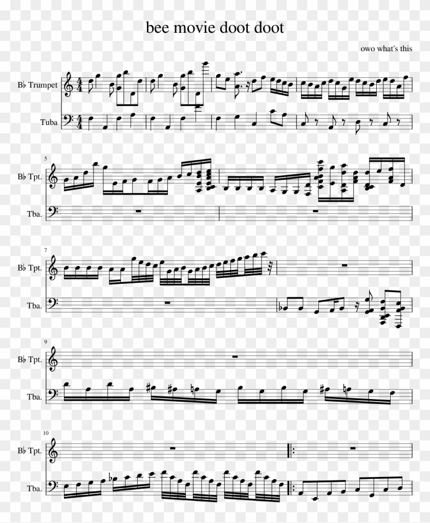 Bee Movie Doot Doot Sheet Music Composed By Owo What's - Duet Music Trumpet Tuba Clipart