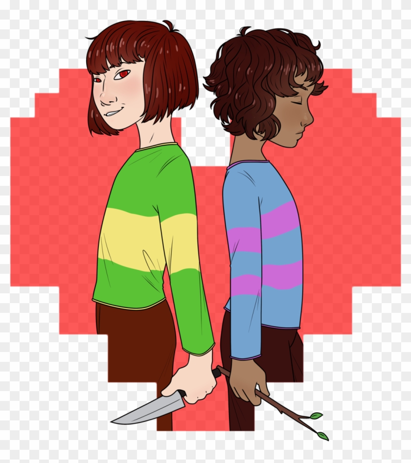 A Drawing Of Chara And Frisk From Undertale From The - Cartoon Clipart