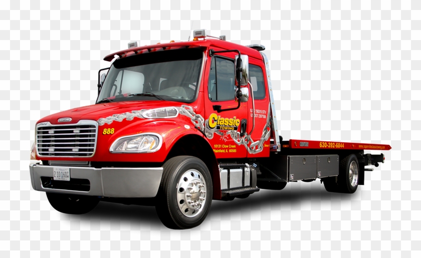 Freightliner - Red Flatbed Tow Truck Toy Clipart #790856