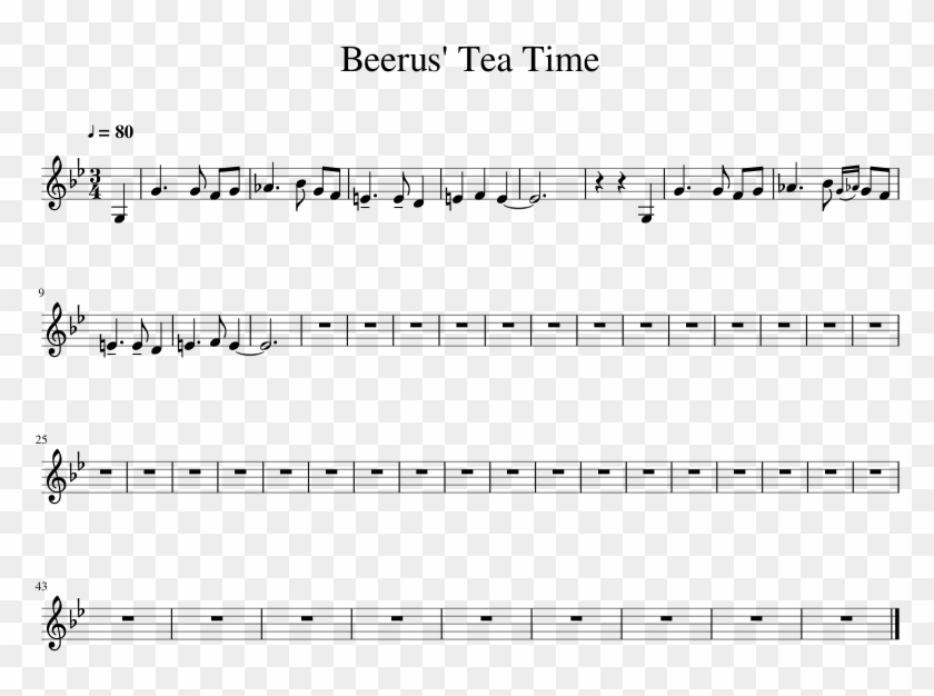 Beerus' Tea Time Sheet Music 1 Of 1 Pages - Mii Theme Song Flute Clipart
