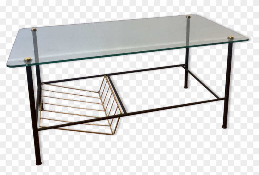 Low Glass Table With Door Magazines 50's Clipart