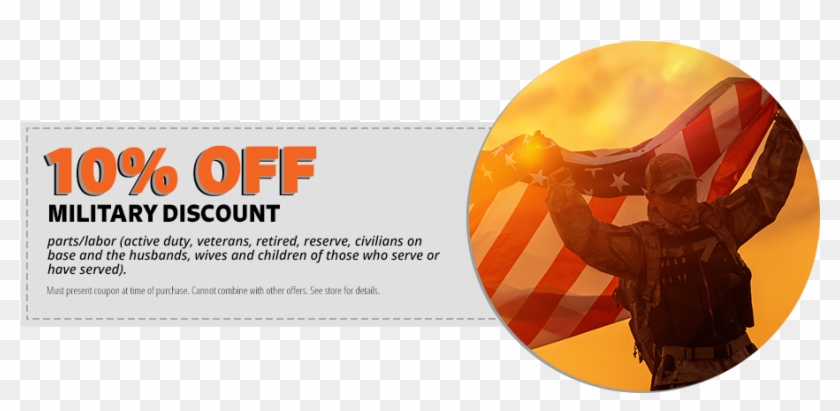 10% Military Discount Parts & Labor - Flyer Clipart #792443