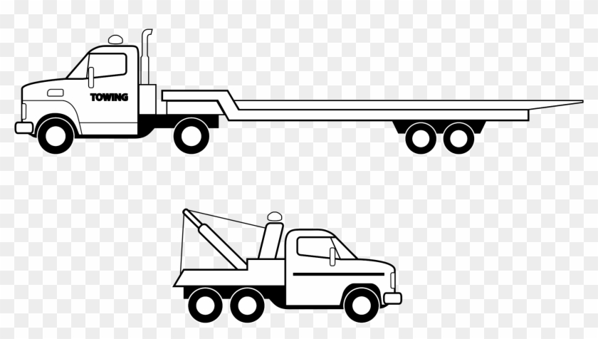 Deux Camions Noirs Icons Png Free And - Flatbed Truck Side View Clipart