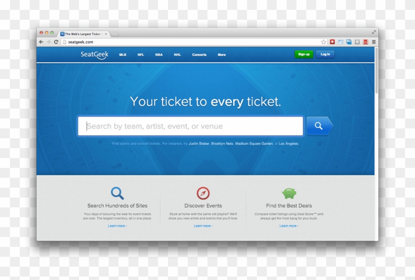Seatgeek Homepage Ux - Large Search Box Clipart #793319
