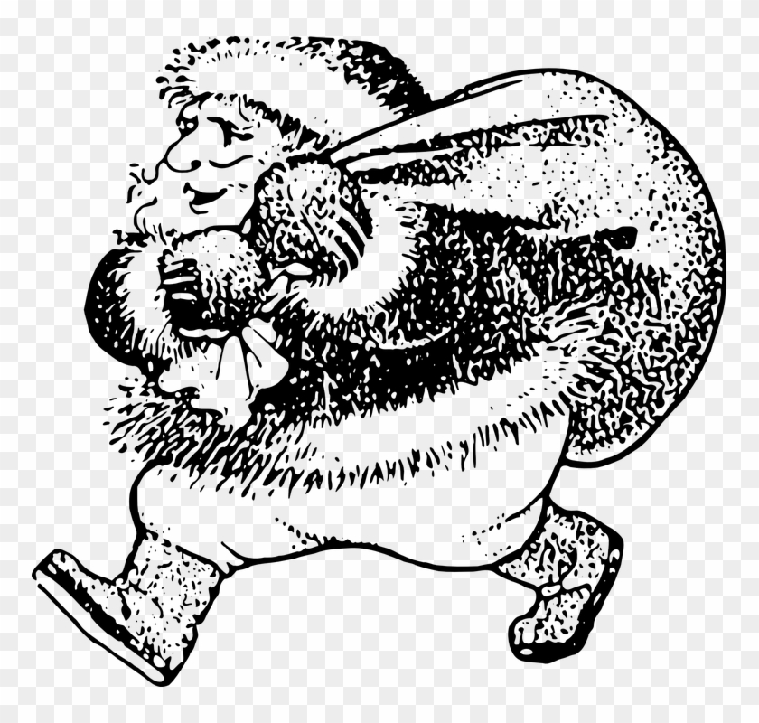 Santa Claus Vintage Drawing - Obrazy Mikołaj Czarno Biale Clipart #794174