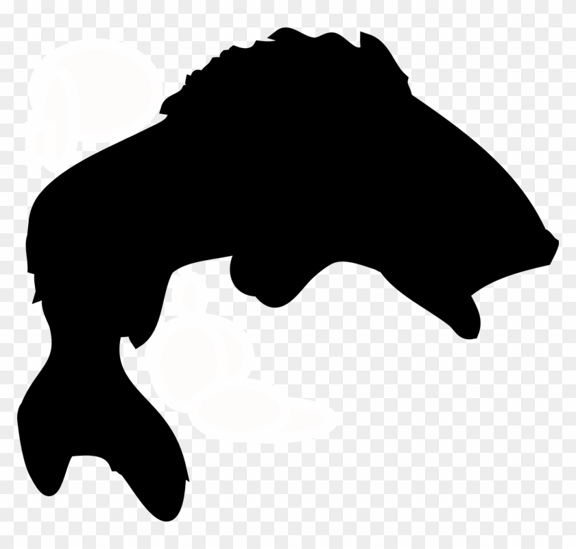 Fish, Silhouette - - Jumping Bass Fish Silhouette Clipart