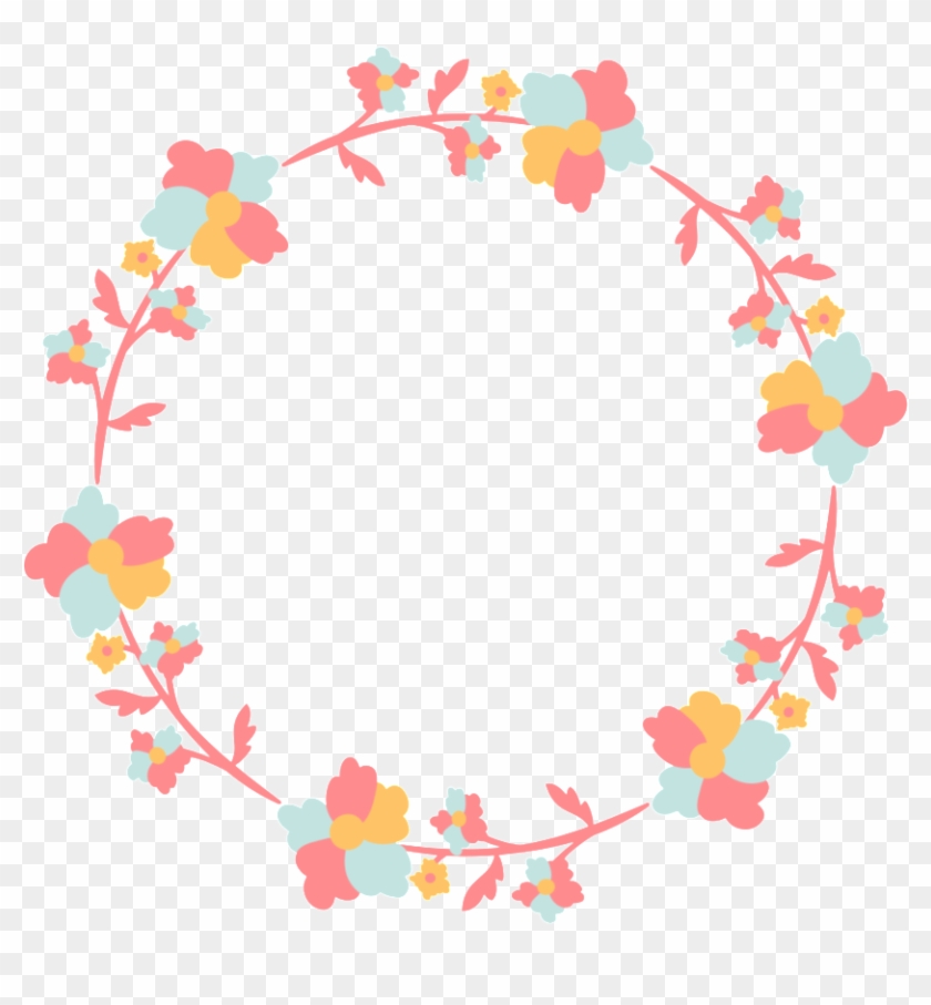 Elegant Pink Flowers Hand Painted Garland Decorative - Circle Clipart #795358