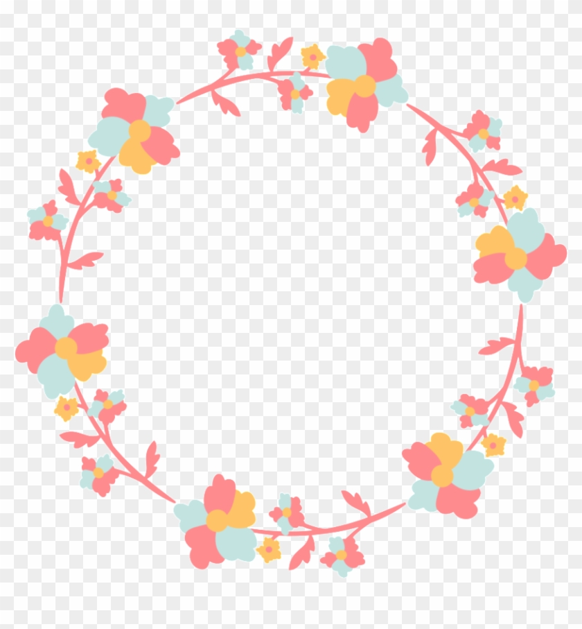 Elegant Pink Flowers Hand Painted Garland Decorative - Circle Clipart