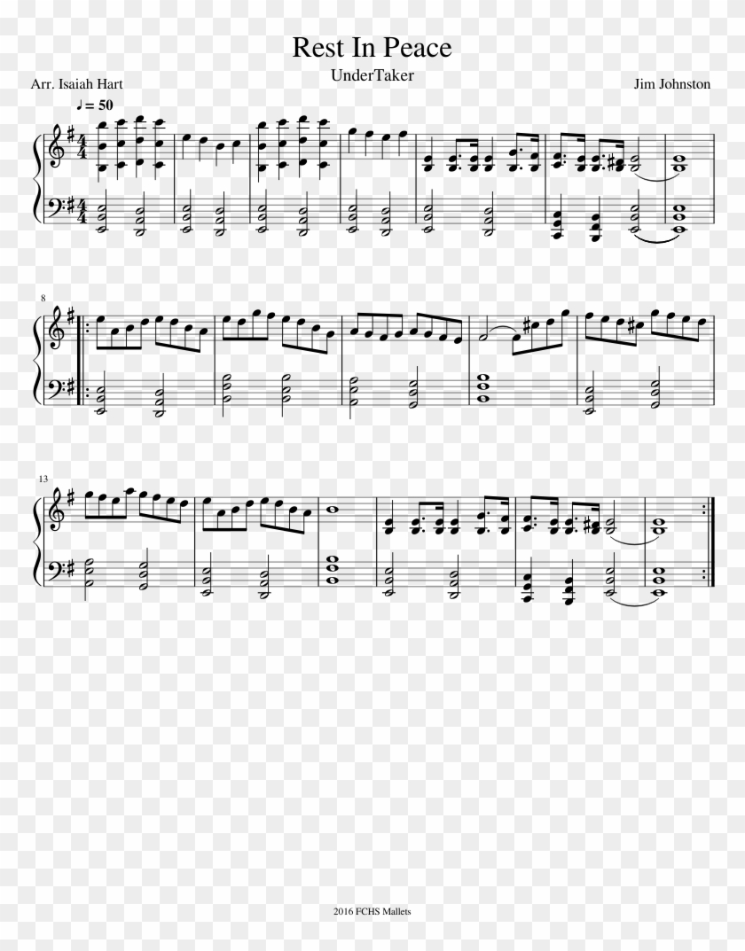 Rest In Peace Sheet Music Composed By Jim Johnston - Don T Forget Deltarune Piano Sheet Music Clipart