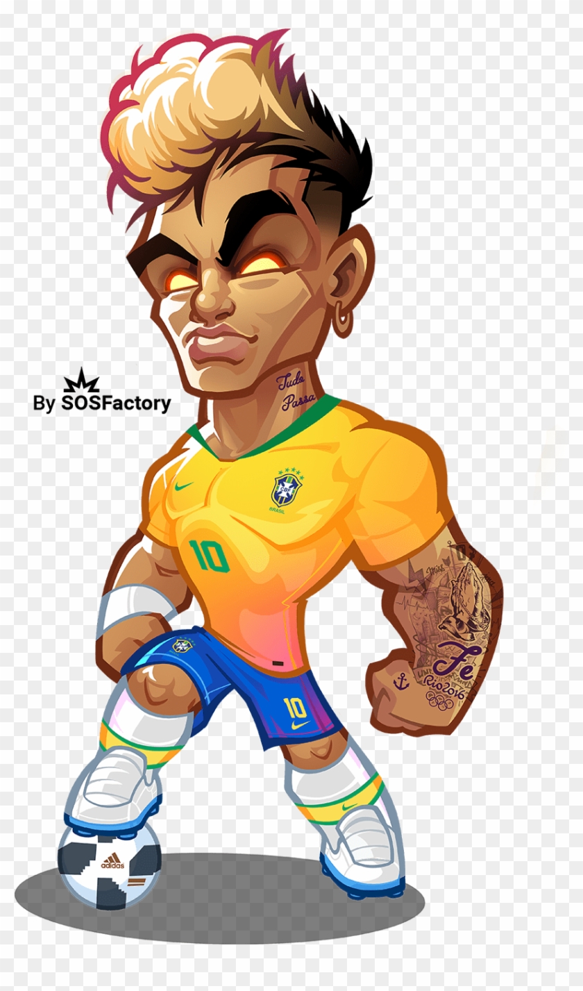 Neymar Jr Caricature - World Cup Russia 2018 Mascot Neymar Clipart