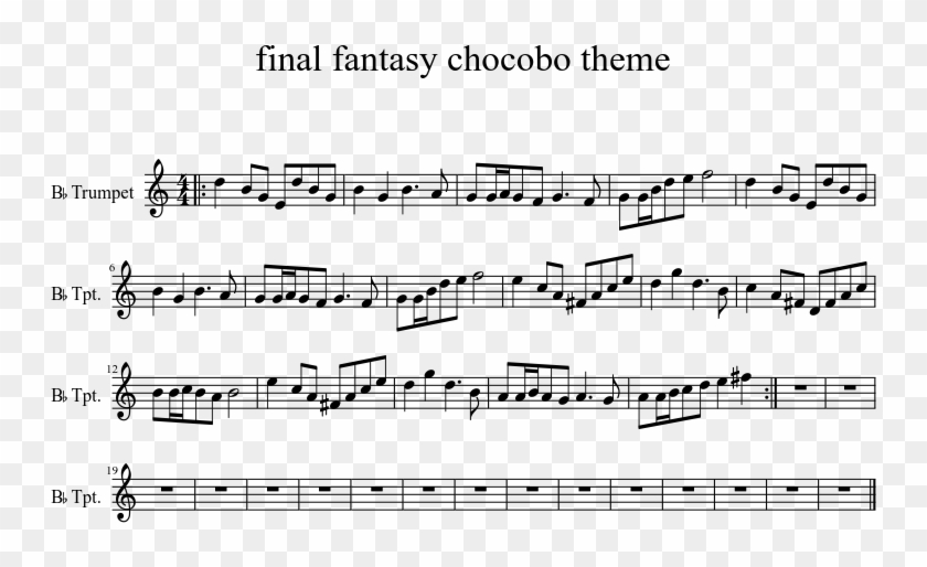 Final Fantasy Chocobo Theme Sheet Music 1 Of 1 Pages - Amigo Felix En Flauta Notas Clipart