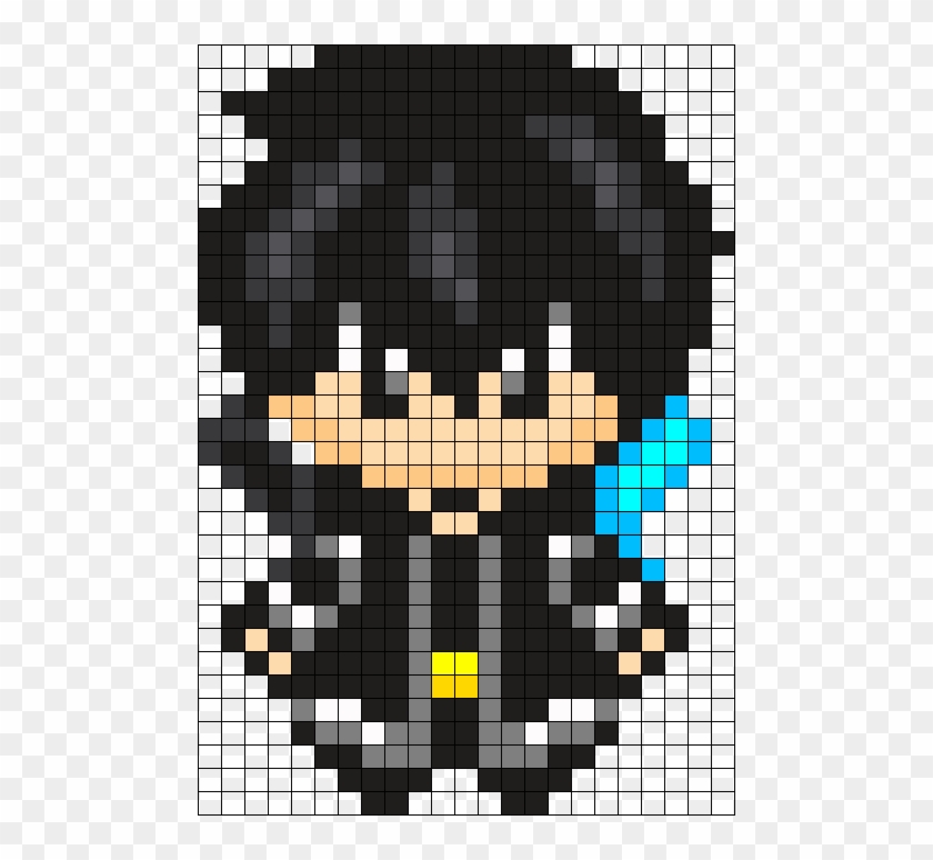 Kirito Sword Art Online Perler Bead Pattern / Bead - Anime Pixel Art Grid Clipart #797665