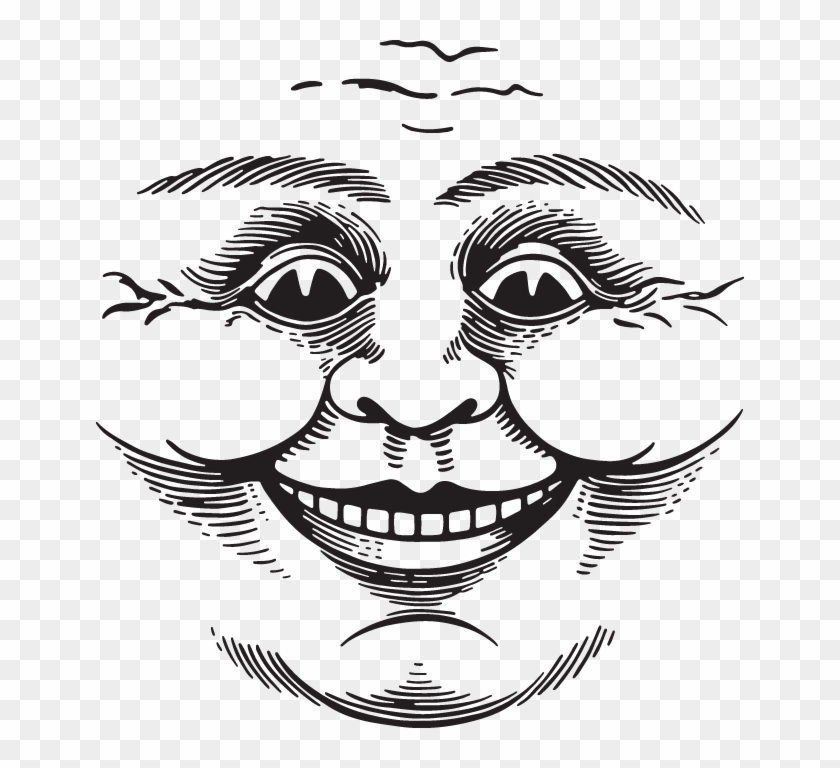 Cartoon Moon With Face Clipart