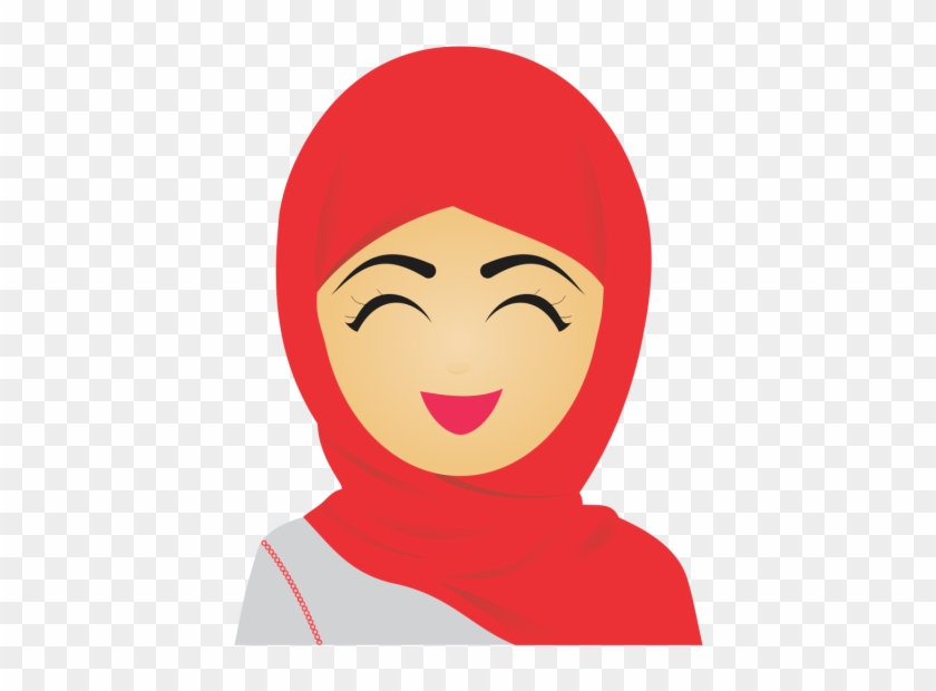Muslim Emoji Set Cute Expressions - Woman Clipart