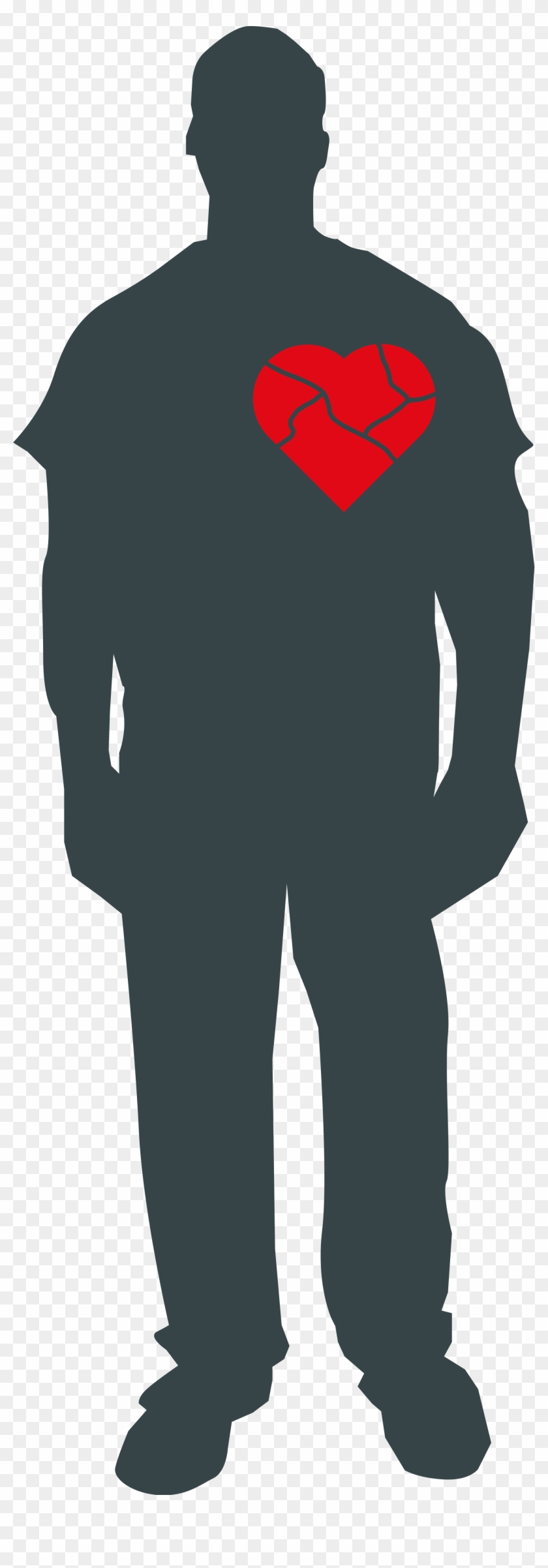 Broken Heart Clipart Outline - Person With Broken Heart - Png Download