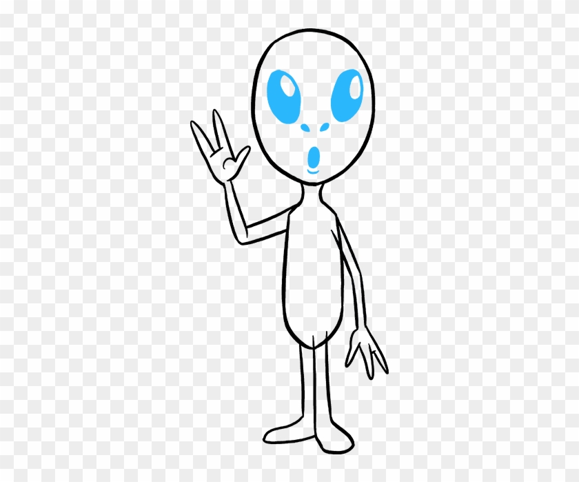 How To Draw An Alien Really Easy - Full Body Drawing Alien Clipart
