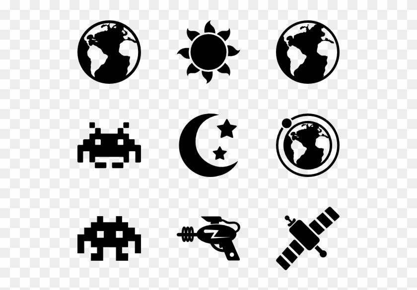Spacial Icons - Retro Pixel Game Characters Clipart