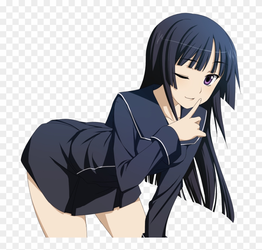 Anime, Anime Girls, Long Hair, Simple Background, Black - Anime Girl Bending Over Transparent Clipart #799935